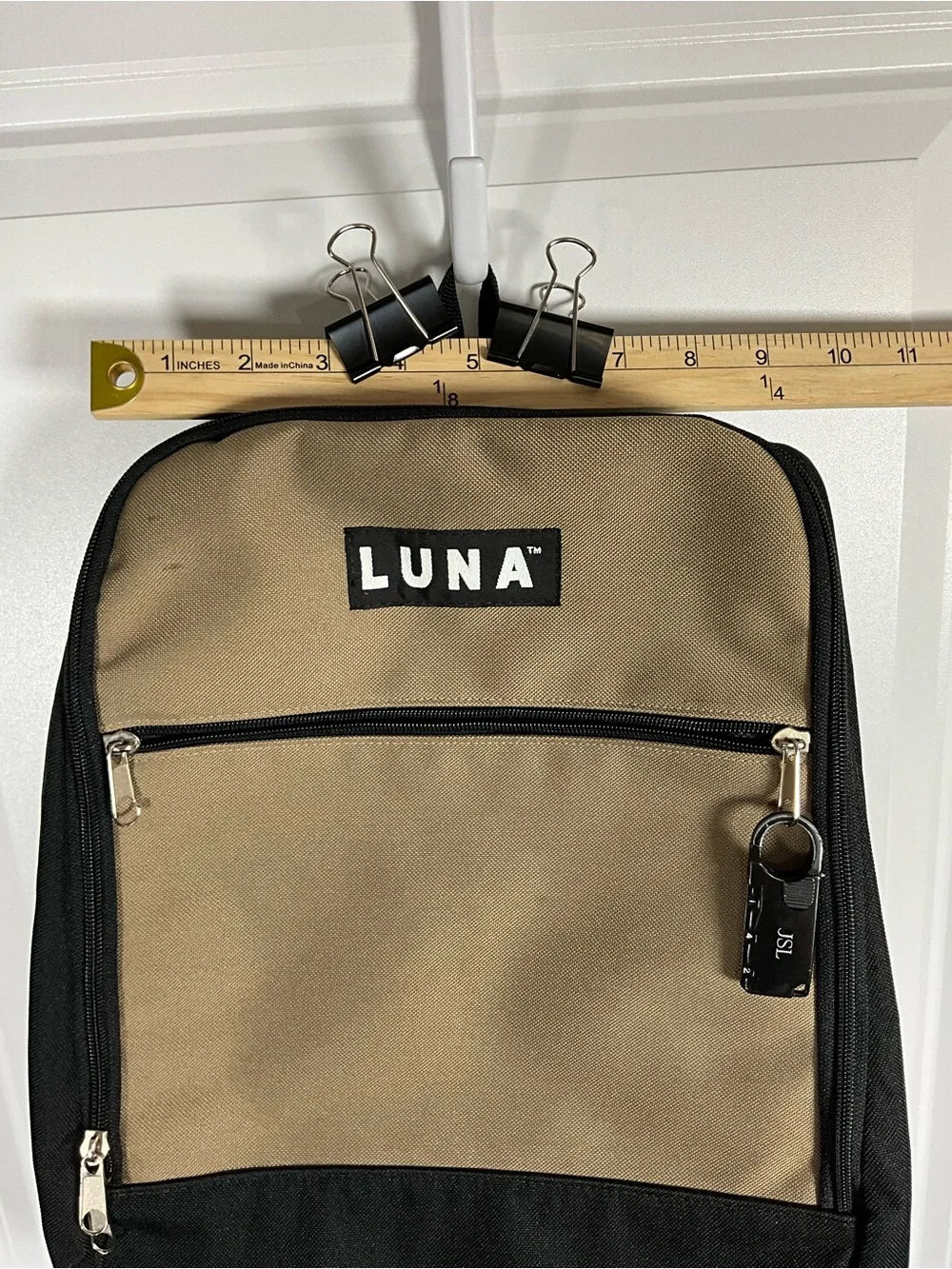 LUNA Travel Backpack Unisex Tan and Black Everyday Backpack